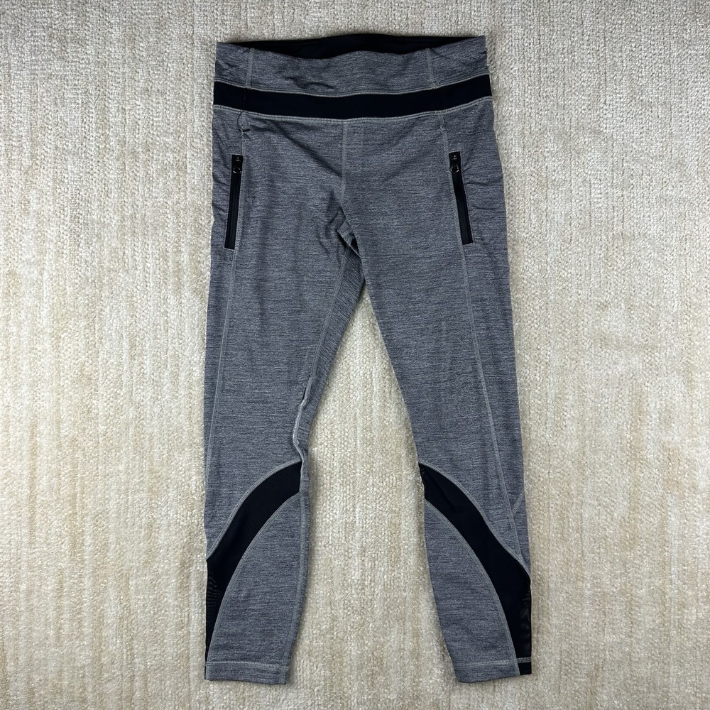 Lululemon Inspire Tight II Womens 6 Black Mesh Luxtreme Low Rise Zip Pockets